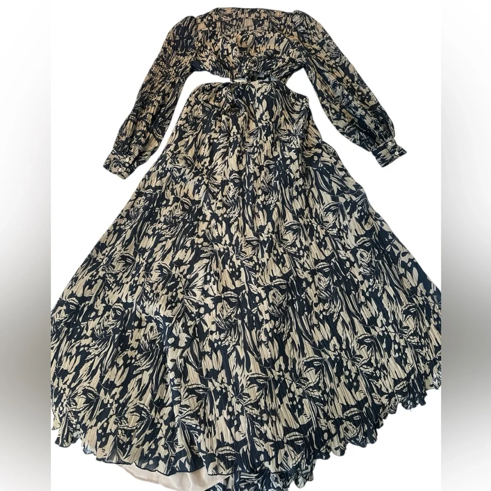NWT JONATHAN SIMKHAI Priya Cutout Printed Chiffon Maxi Dress - Picture 8 of 14